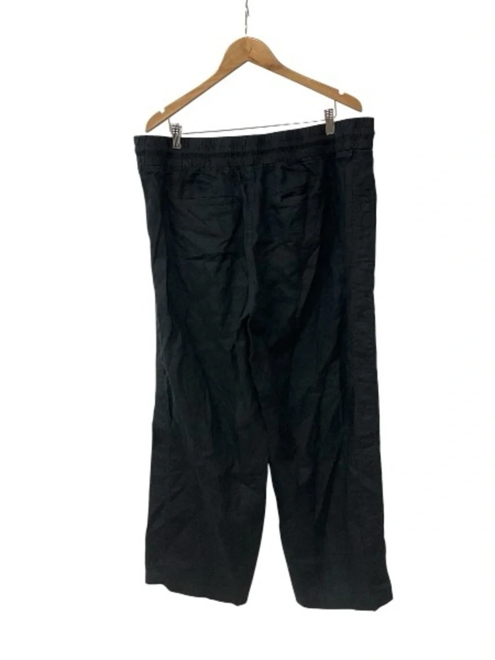 Athleta Cabo Linen Wide Leg Pants Lightweight Pull On Waistband Black Sz 18 NWT